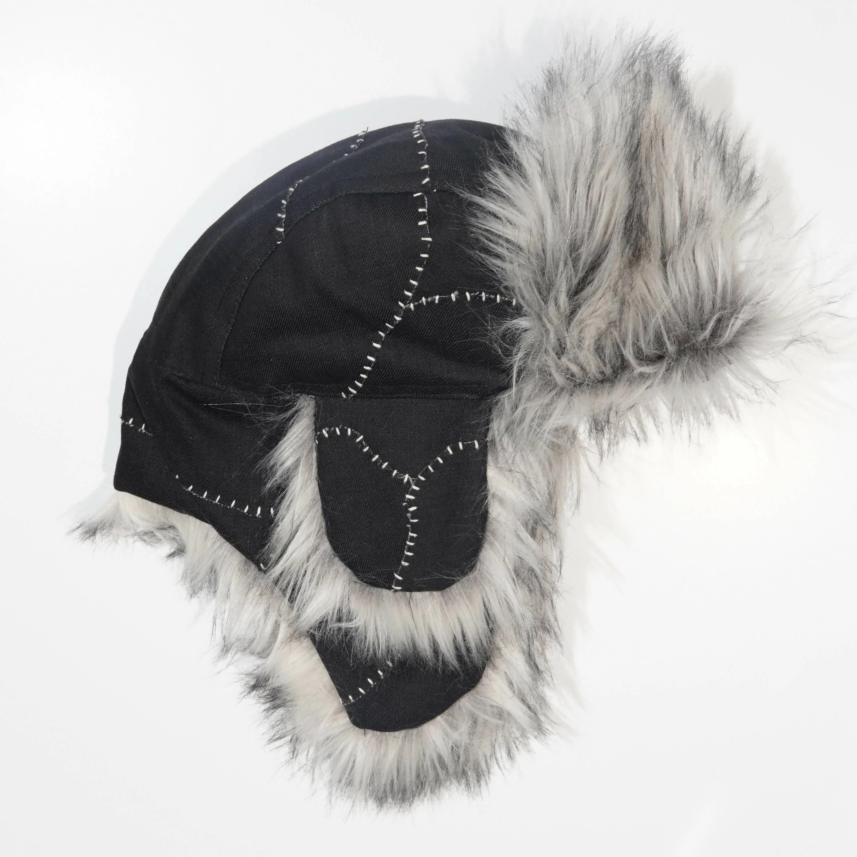 Hand-stitched Denim Trapper Hat - Image 3