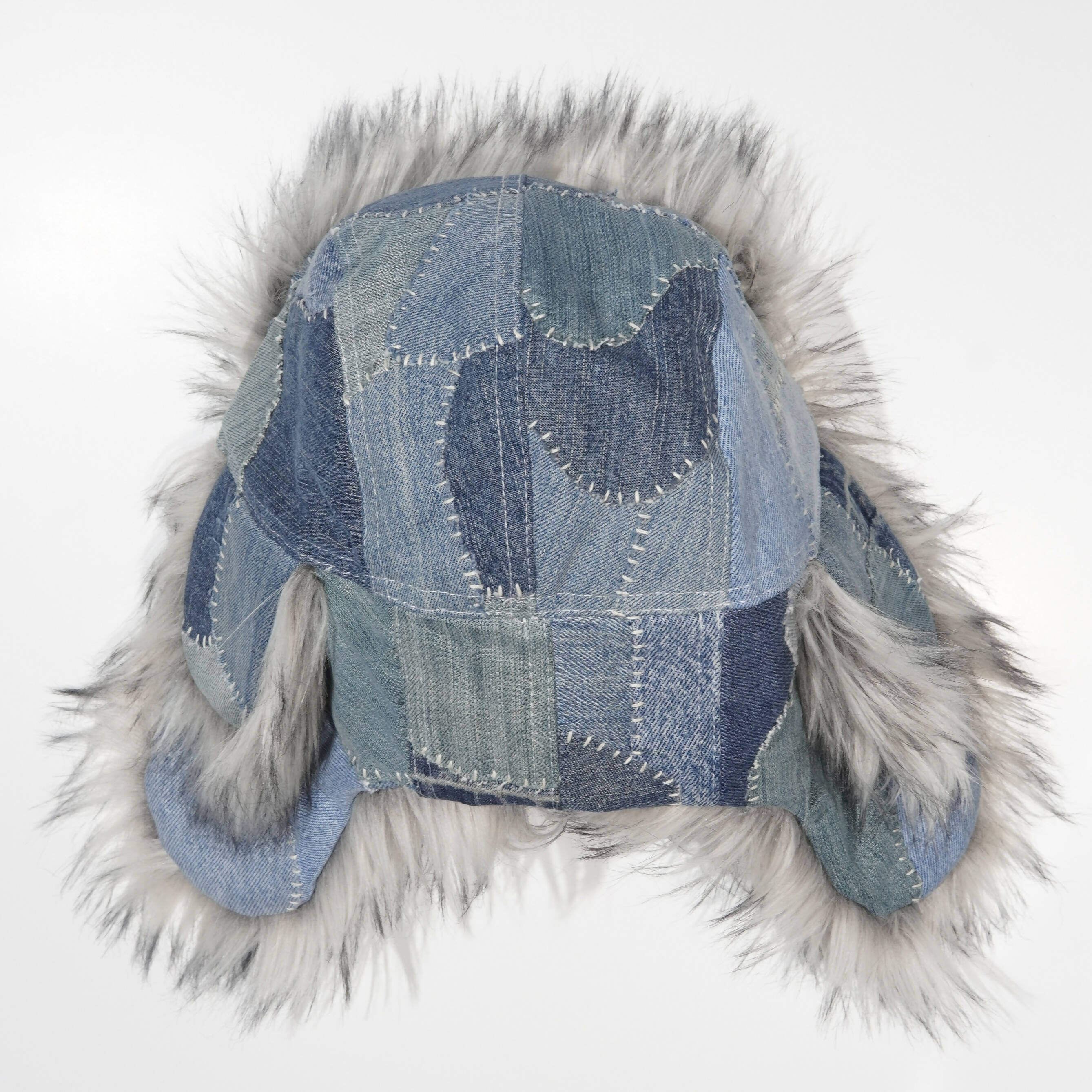 Hand-stitched Denim Trapper Hat - Image 5